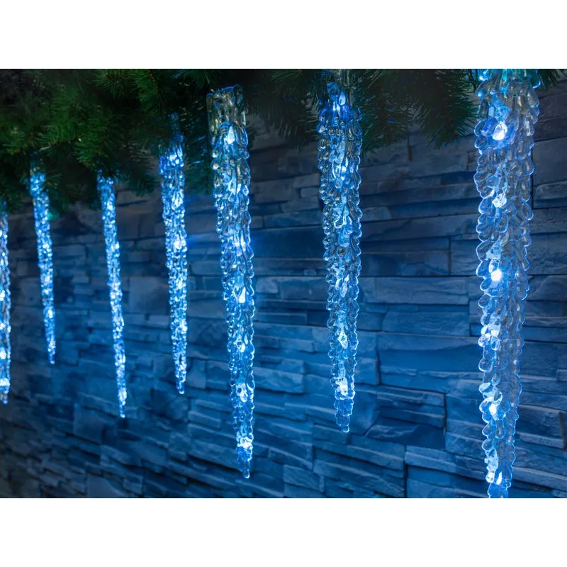 Vianočné osvetlenie reťaz Icicle, 65 LED, ľadovo modrá, 2,7 m, exteriér