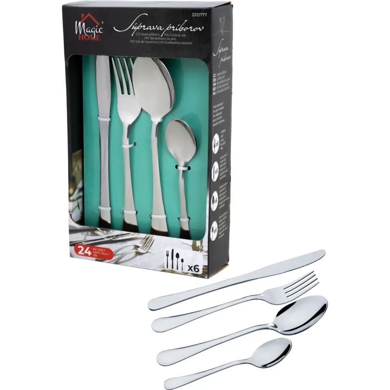 Príborová súprava MagicHome, nerez, 24 ks, elegantný dizajn