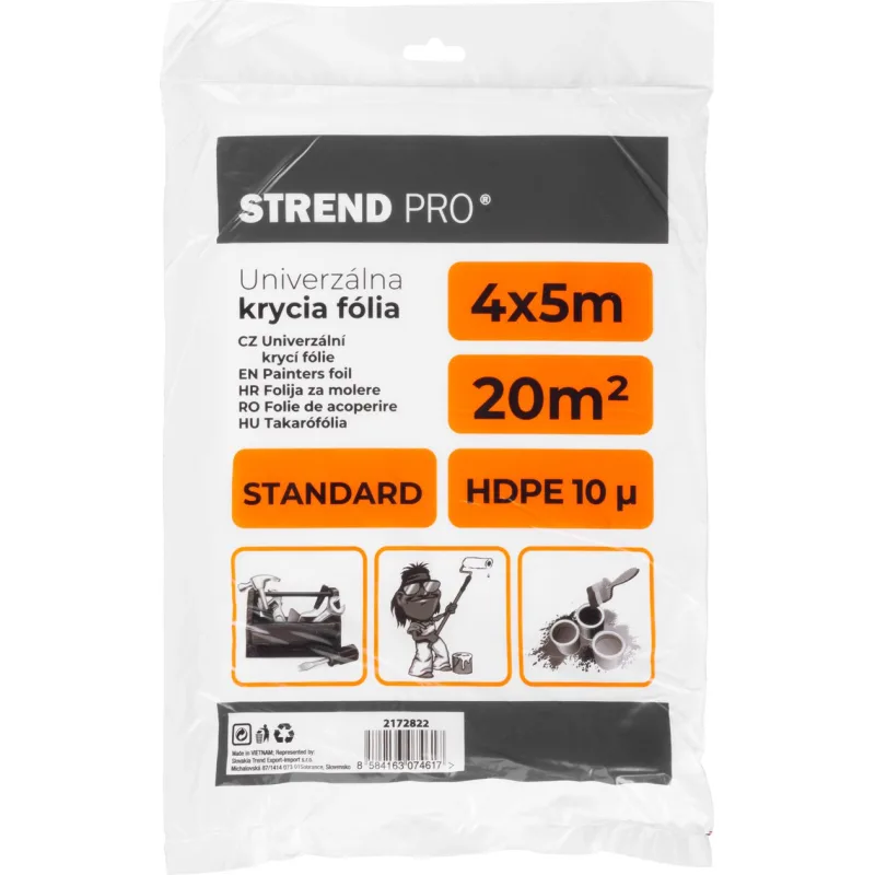 Fólia krycia Standard 4x5 m, maliarska, 10 µ, zakrývacia