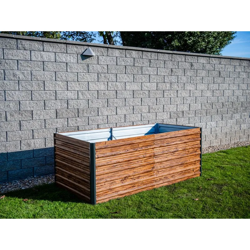 Vyvýšený záhon Strend Pro Garden, 200x100x77 cm, 3D dizajn dreva, kov