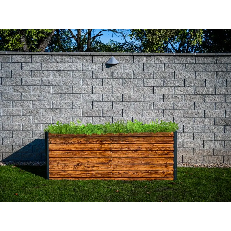 Vyvýšený záhon Strend Pro Garden, 200x100x77 cm, 3D dizajn dreva, kov