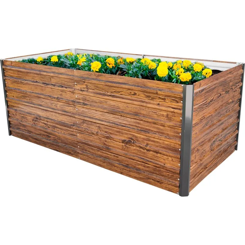 Vyvýšený záhon Strend Pro Garden, 200x100x77 cm, 3D dizajn dreva, kov