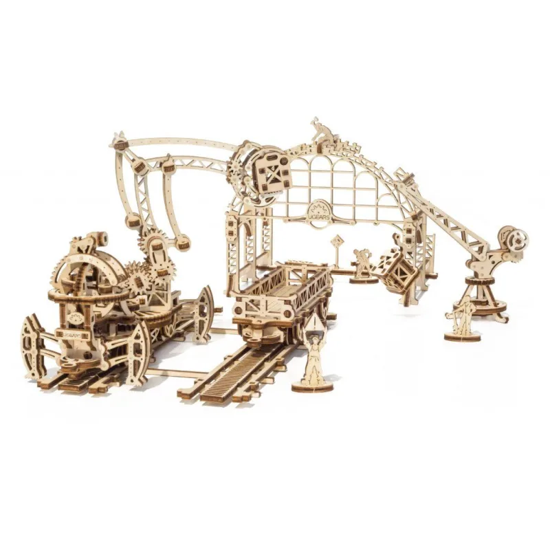 Ugears 3D mechanické puzzle - Železničný žeriav 356 ks