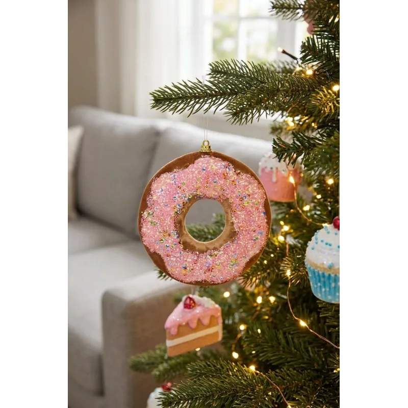 Vianočná dekorácia Candy Line, donut, hnedý, 13 cm, závesný