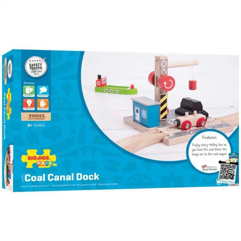 Bigjigs Rail Drevené vláčiky - Uhoľný prístav so žeriavom