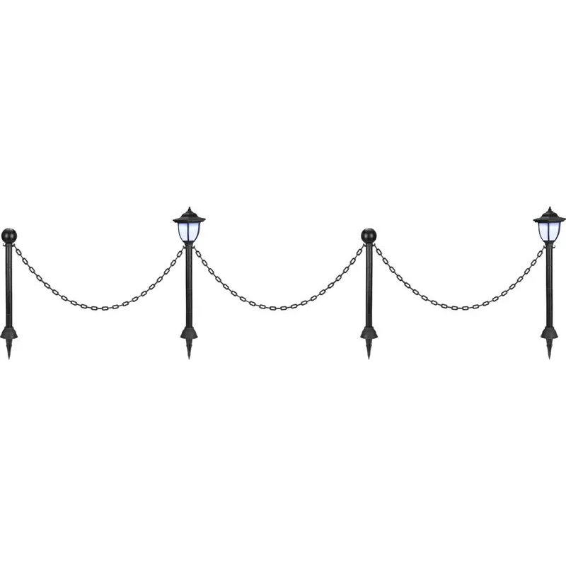 Solárny reťazový plot 334 cm – LED osvetlenie, čierny
