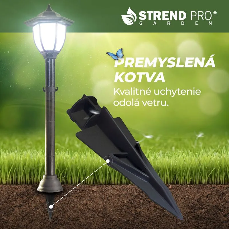 Solárny reťazový plot 334 cm – LED osvetlenie, čierny