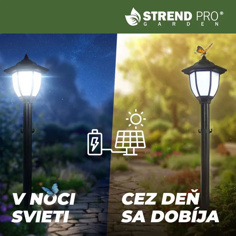Solárny reťazový plot 334 cm – LED osvetlenie, čierny