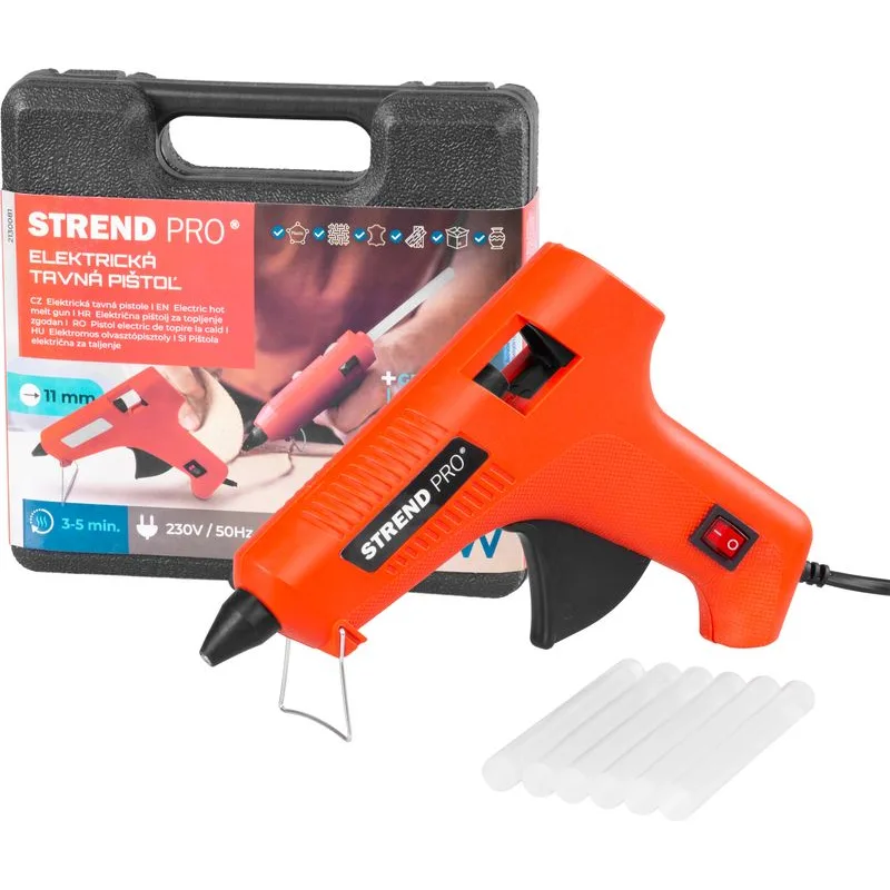 Lepiaca pištoľ Strend Pro v kufríku, 60–80 W, na tyčinky 11 mm