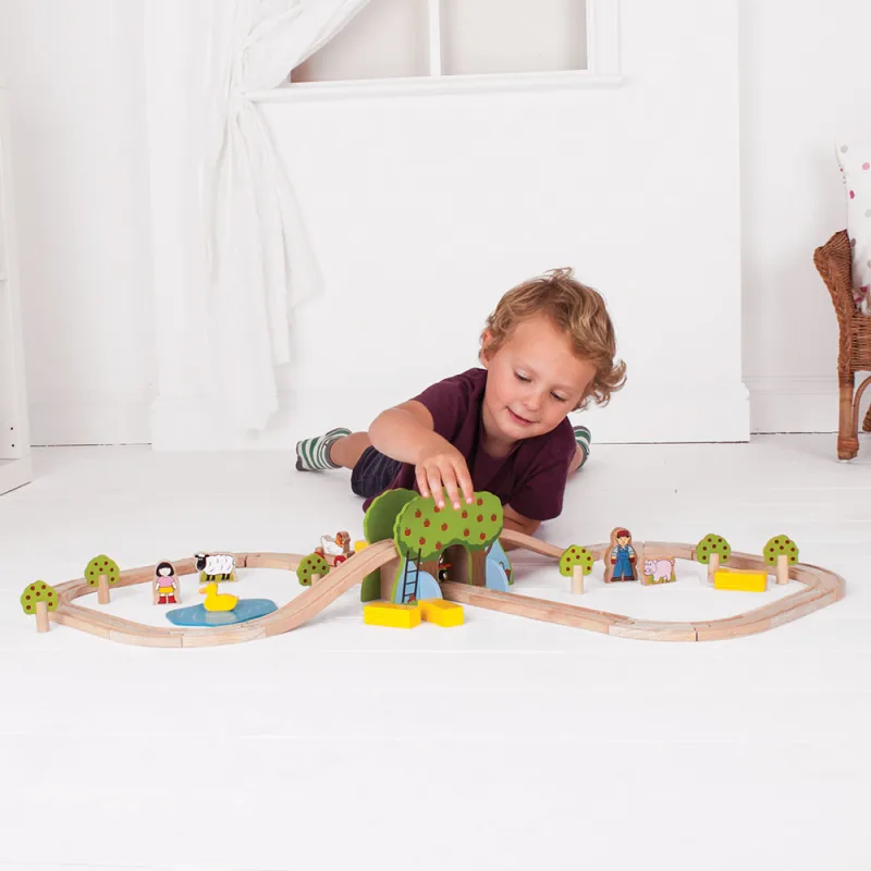 Bigjigs Rail Drevená vláčikodráha - Farma