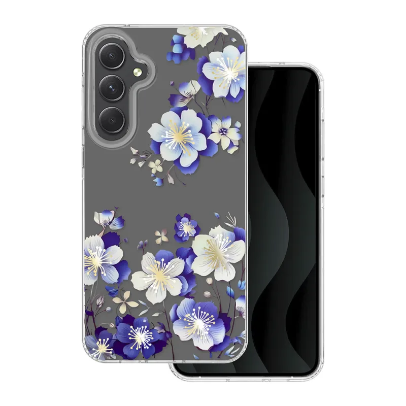 TFO Obrázkové puzdro silikónové Samsung Galaxy A55 5G Modré kvety