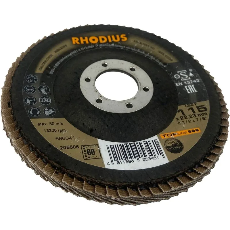 Kotúč Rhodius LSZ F, 115x22,2 mm, G060, oceľ/nerez