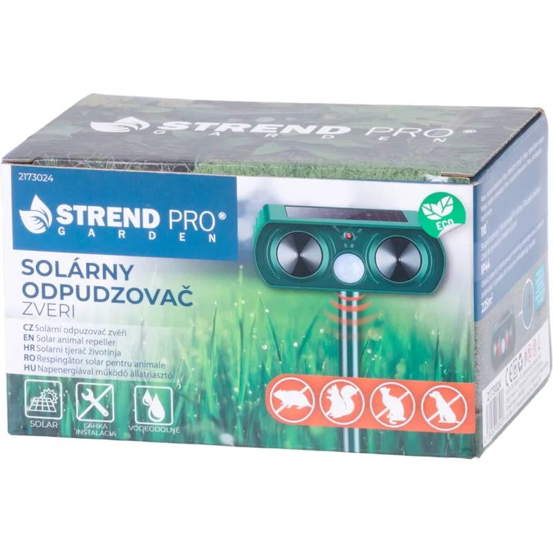 Odpudzovač na zver Strend Pro – ultrazvukový, solárny, 145×95×395 mm