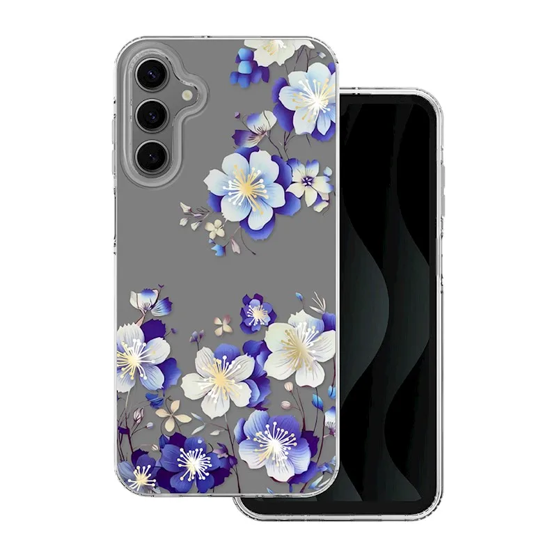 TFO Obrázkové puzdro silikónové Samsung Galaxy A25 5G Modré kvety