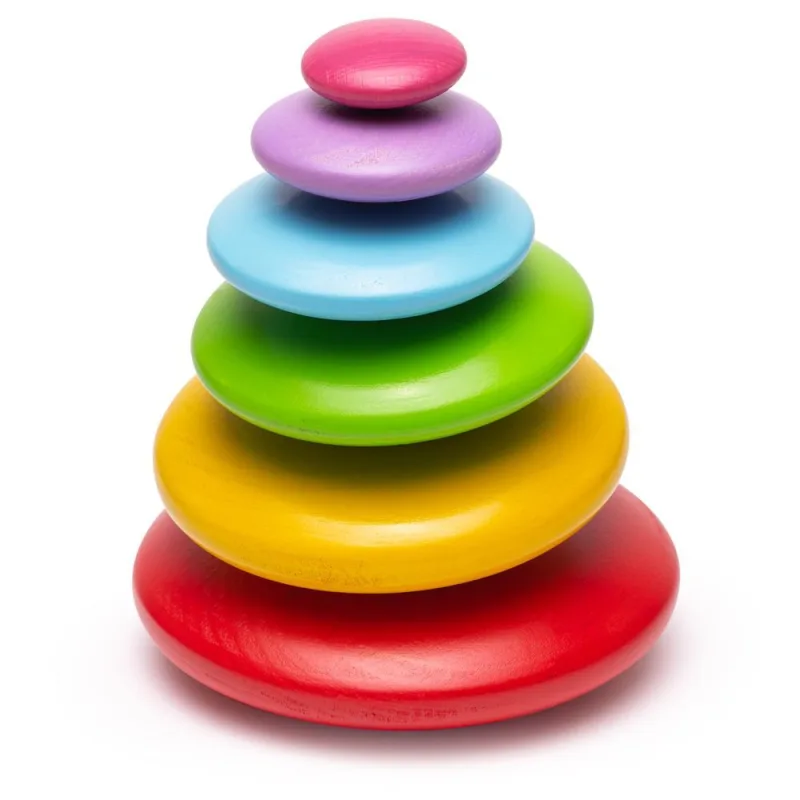 Bigjigs Toys Nasadzovanie okruhliakov, farebné