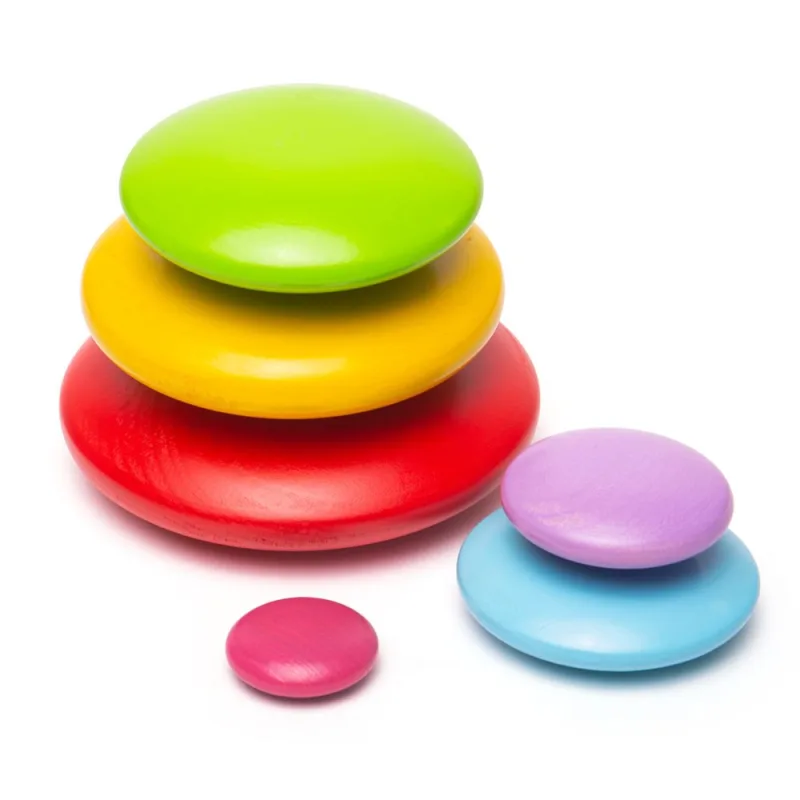 Bigjigs Toys Nasadzovanie okruhliakov, farebné