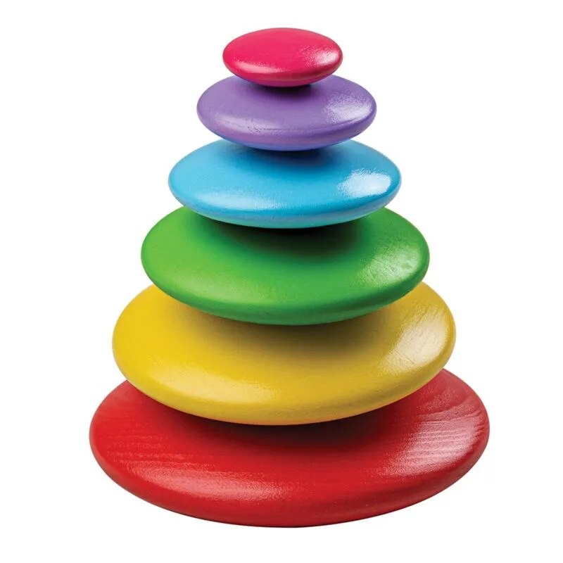 Bigjigs Toys Nasadzovanie okruhliakov, farebné