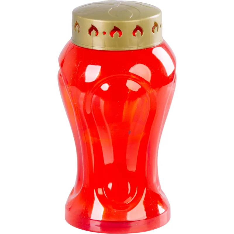 Kahanec na hrob s LED sviečkou, červený, 17 cm, plápolajúci plameň