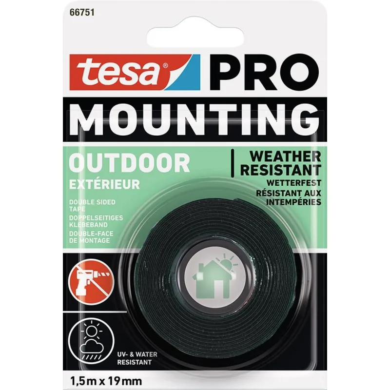 Obojstranná lepiaca páska tesa Mounting PRO Outdoor, 19 mm, L-1,5 m