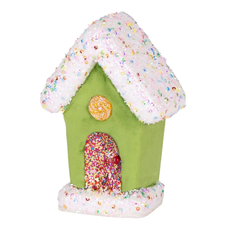 Vianočná dekorácia Candy Line, domček, zelený, 16 cm, závesný