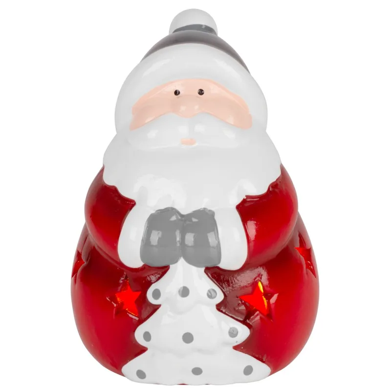 Vianočná dekorácia Santa, LED, terakota, 12,5 cm