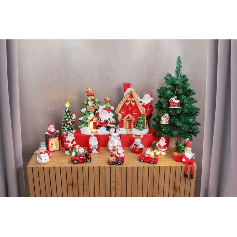 Vianočná dekorácia Santa, LED, terakota, 12,5 cm