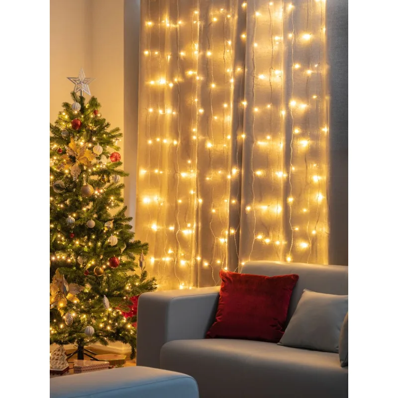Vianočná reťaz Curtain, 160 LED, teplá biela, 1,5×2 m, exteriér