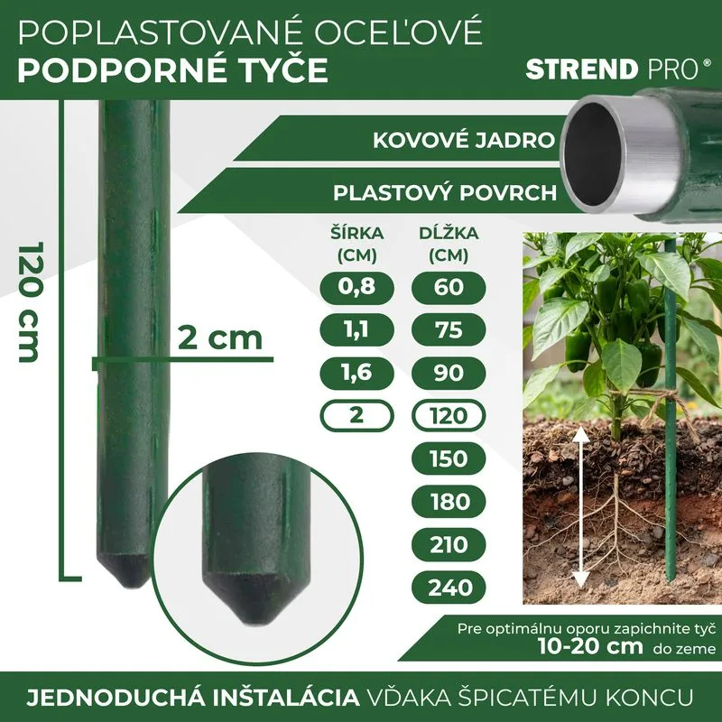 Tyč oporná k rastlinám a paradajkám Garden SB 20/1200 mm