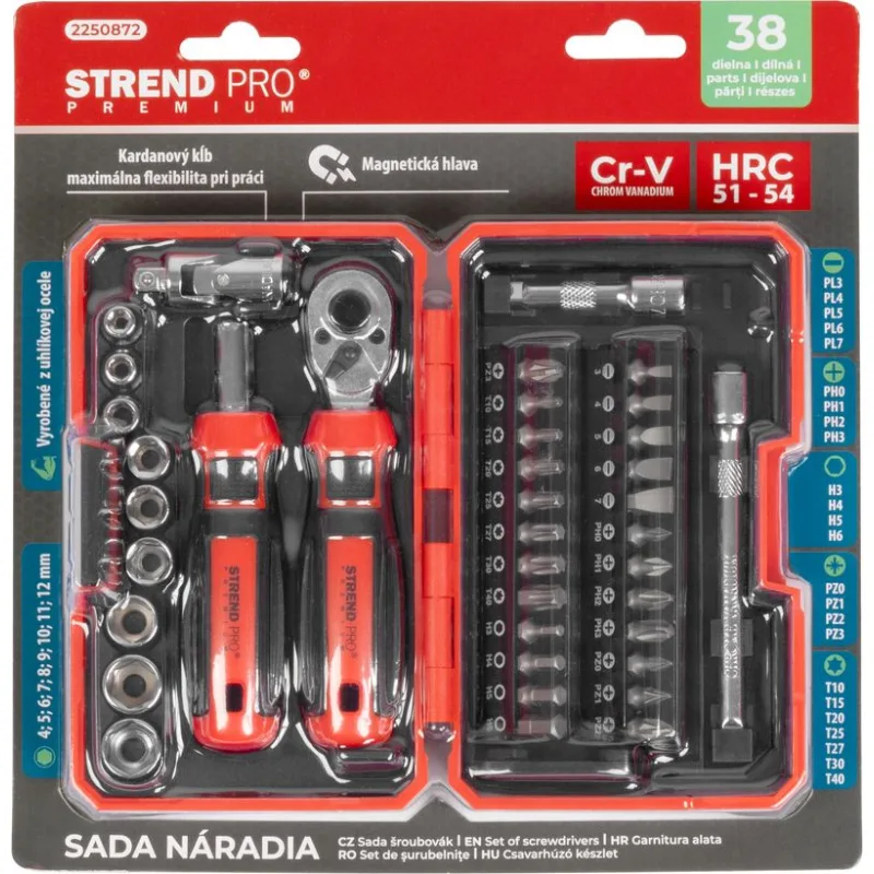 Sada skrutkovačov Premium, 38 dielna, torx + ploché + Phillips