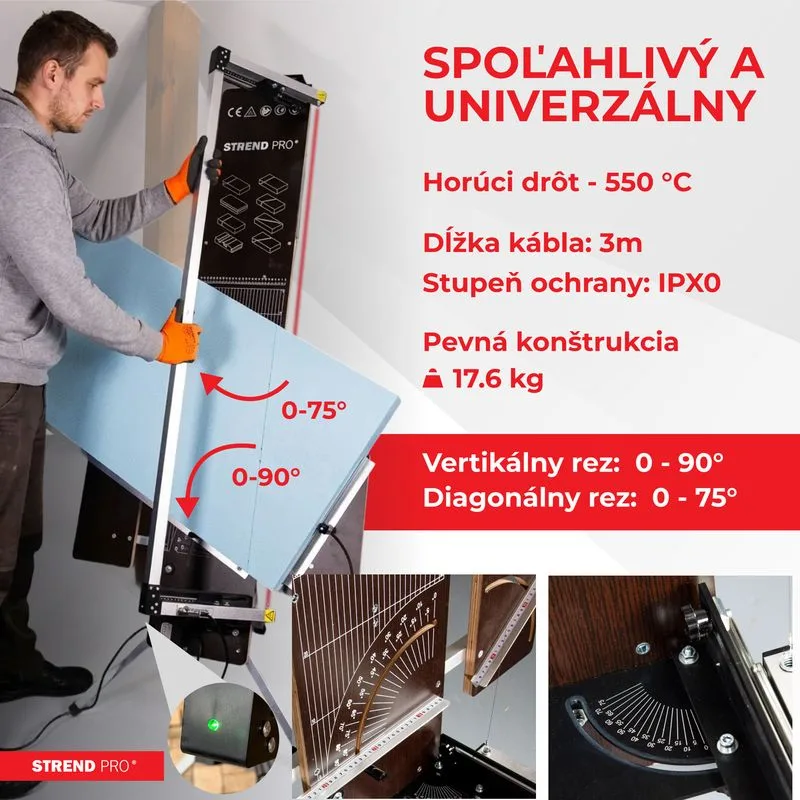 Rezačka Strend Pro SDDR-140, 30 - 140 cm, rezný uhol max 90° na polystyrén, 200 W, elektrická, stojanová