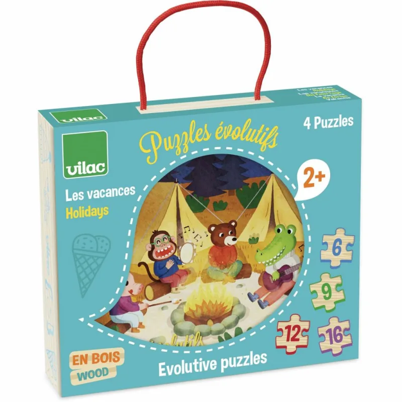 Vilac Drevené puzzle Prázdniny 4v1