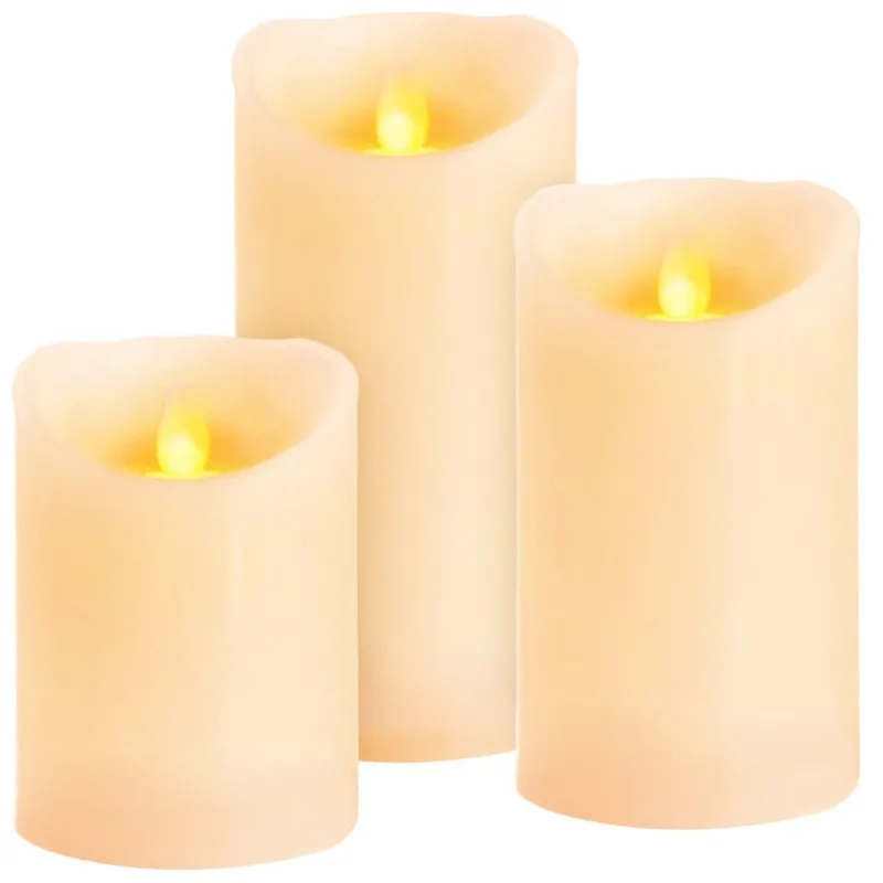 Sviečky sada 3 ks, LED, pravý vosk, časovač, pohyblivý plameň