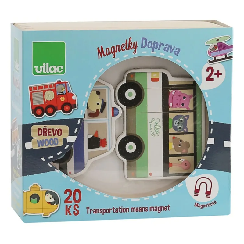 Vilac Drevené magnetky Doprava 20 ks