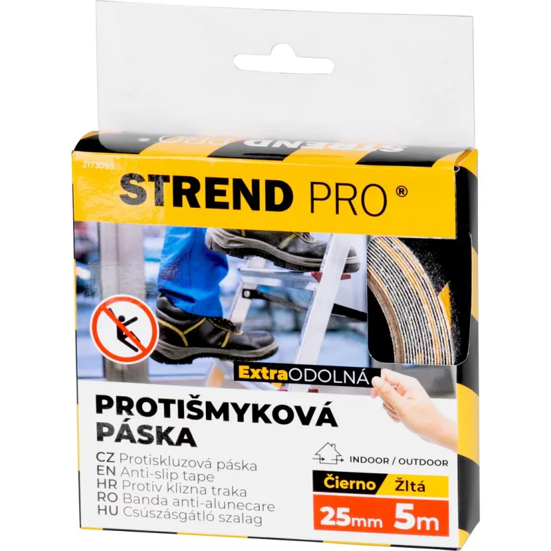 Protišmyková páska 25 mm x 5 m, čierno/žltá, extra odolná
