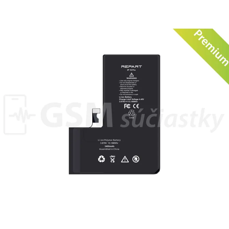 Batéria s vyššou kapacitou pre iPhone 15 Pro - 3400 mAh