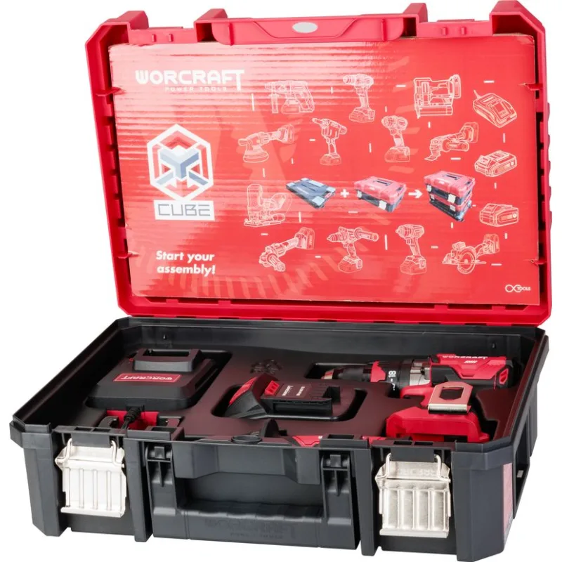 Set Worcraft XCUBE004 Toolbox, skrutkovač, 1x 4.0 Ah akumulátor, 1x nabíjačka