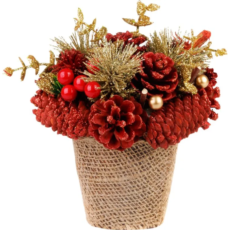 Ikebana MagicHome, prírodná, červená, 17x17 cm