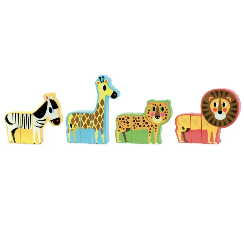 Vilac Drevené magnetické puzzle Veselé Safari