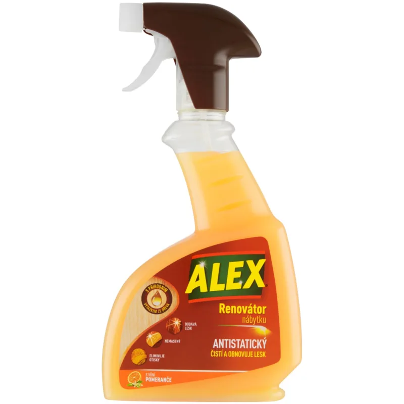 Renovátor nábytku Alex, antistatický, pomaranč, rozprašovač, 375 ml