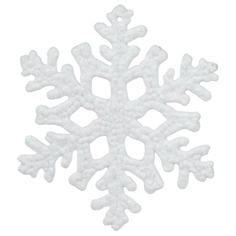 Vianočné ozdoby na stromček 12 ks, snehová vločka, biela, 10 cm