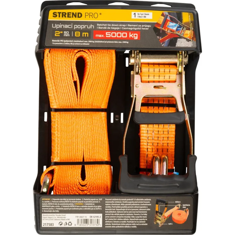 Popruh upínací Strend Pro 50 mm, pás s račňou, 8 m