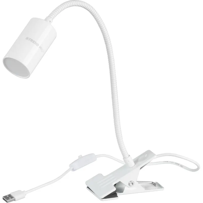Lampa Strend Pro, stolná, s klipsou na uchytenie, Alu, biela, 41 cm