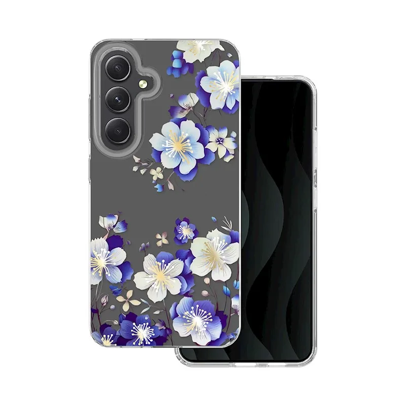 TFO Obrázkové puzdro silikónové Samsung Galaxy S24 Modré kvety