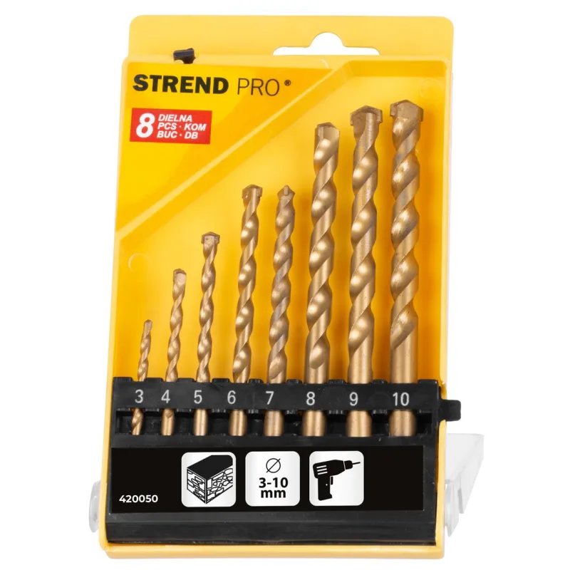 Sada vrtákov STREND PRO FD023, 8 dielna, 3-10 mm, TiN