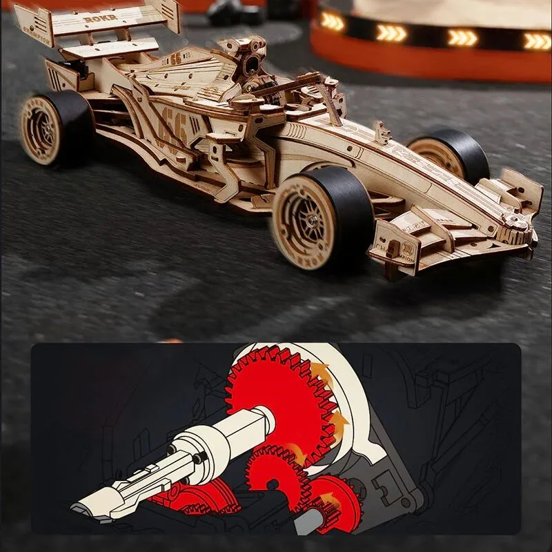 RoboTime 3D drevené puzzle Pretekárske auto