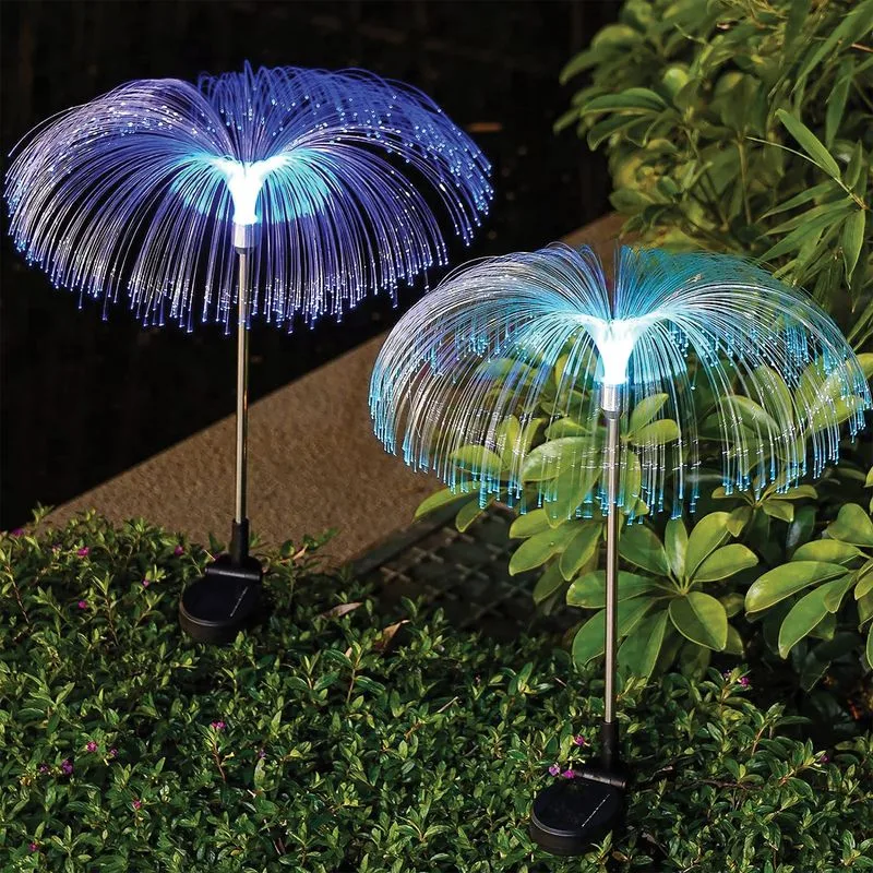 Solárna lampa Meduse 75 cm – meniace farby, fiber vlákna