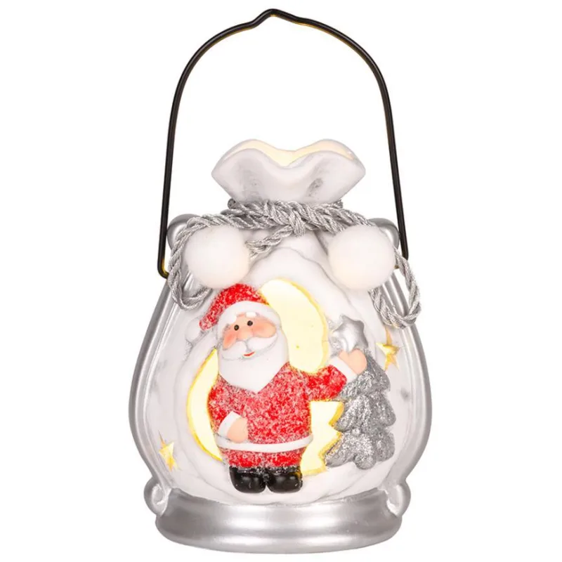 Vianočná dekorácia Santa v balíčku, LED, terakota, 12,8 cm