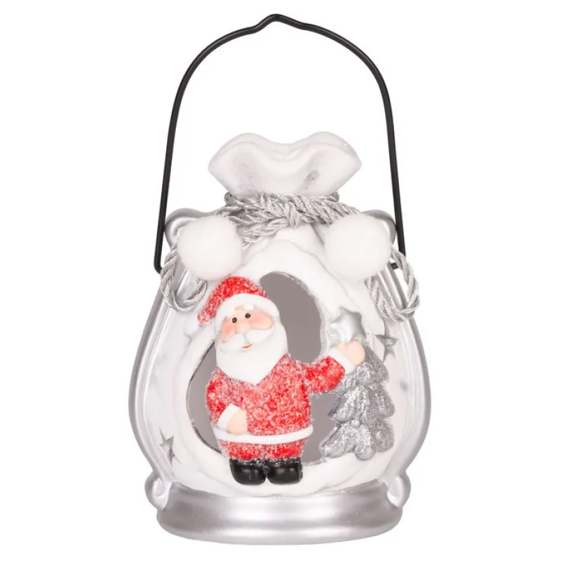 Vianočná dekorácia Santa v balíčku, LED, terakota, 12,8 cm