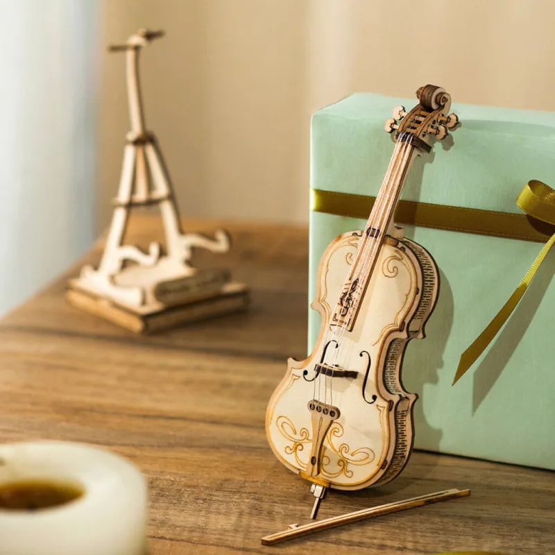 RoboTime drevené 3D puzzle Violončelo 58 ks