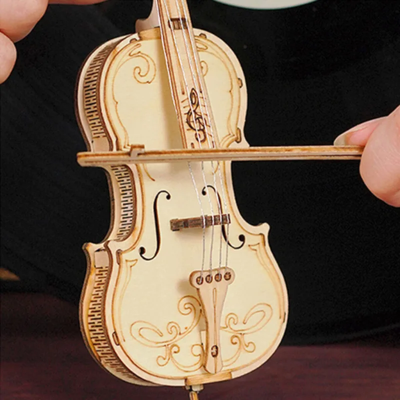 RoboTime drevené 3D puzzle Violončelo 58 ks